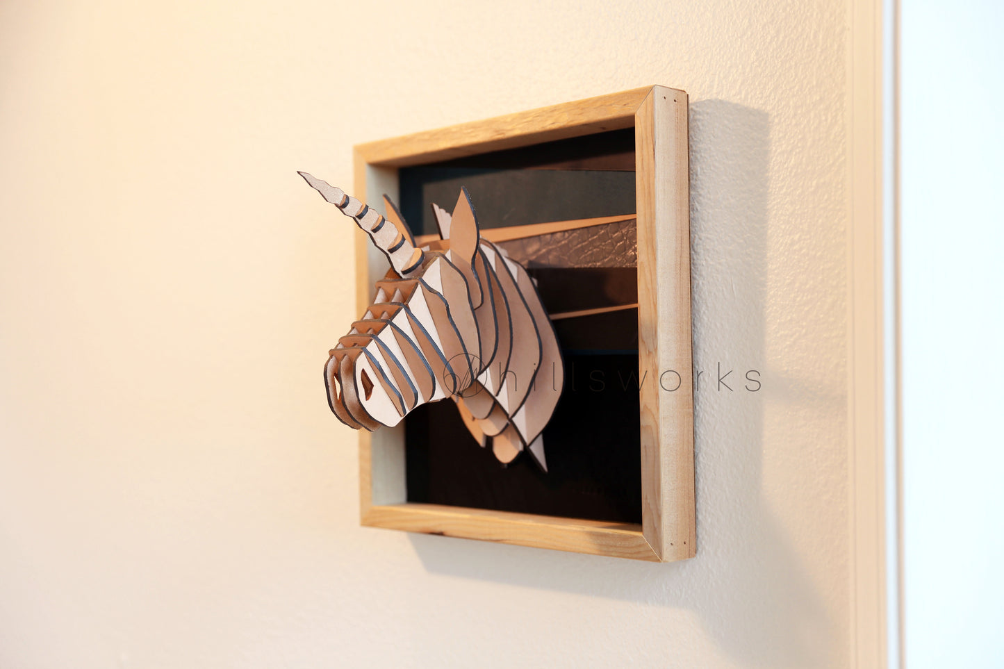 Unicorn hunting trophy/100% handcrafed leather artwork-Leather wall art-Leather unicorn
