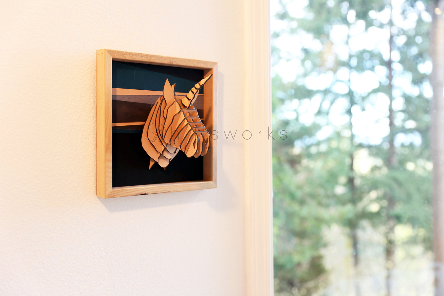 Unicorn hunting trophy/100% handcrafed leather artwork-Leather wall art-Leather unicorn
