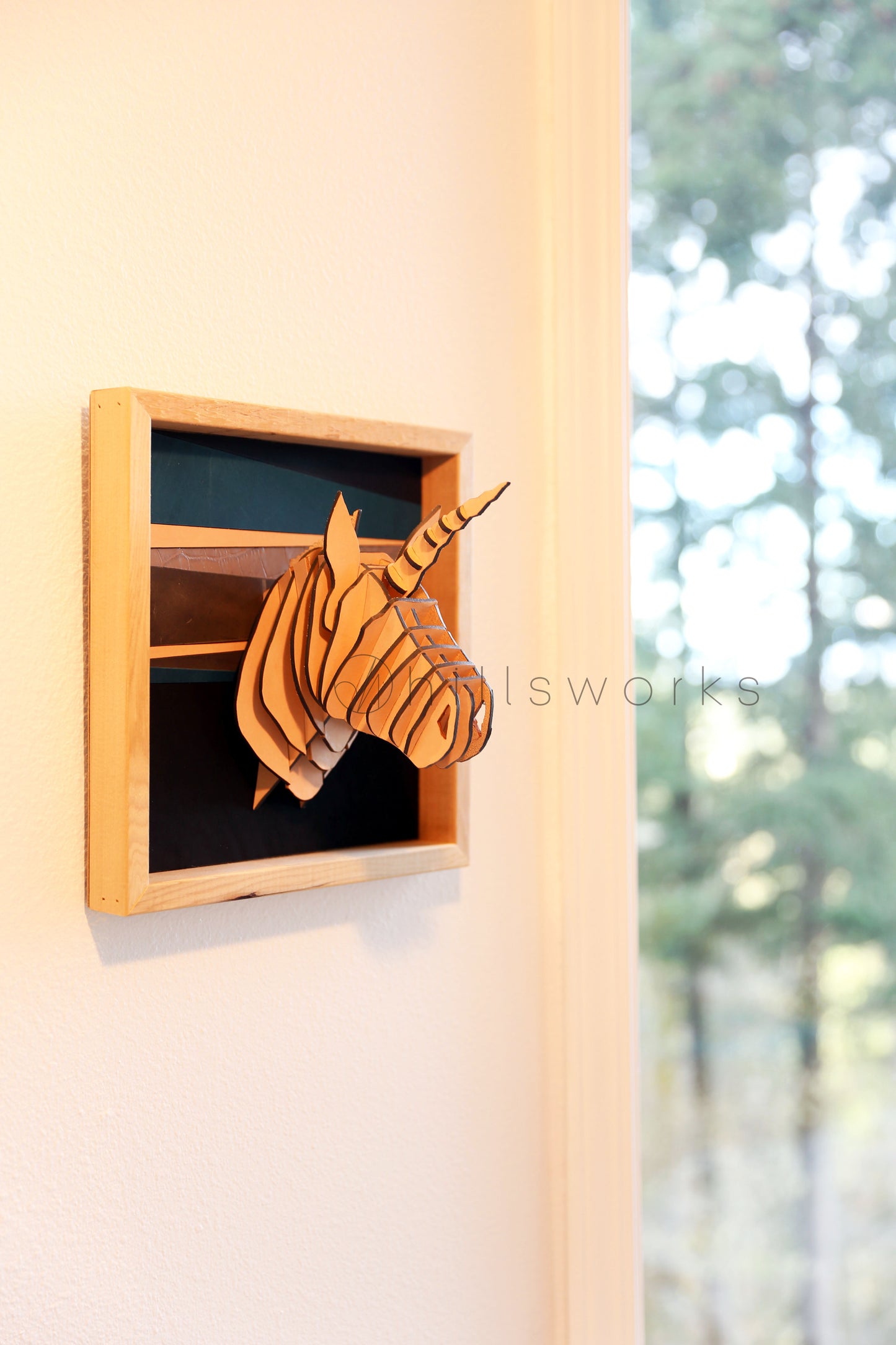 Unicorn hunting trophy/100% handcrafed leather artwork-Leather wall art-Leather unicorn