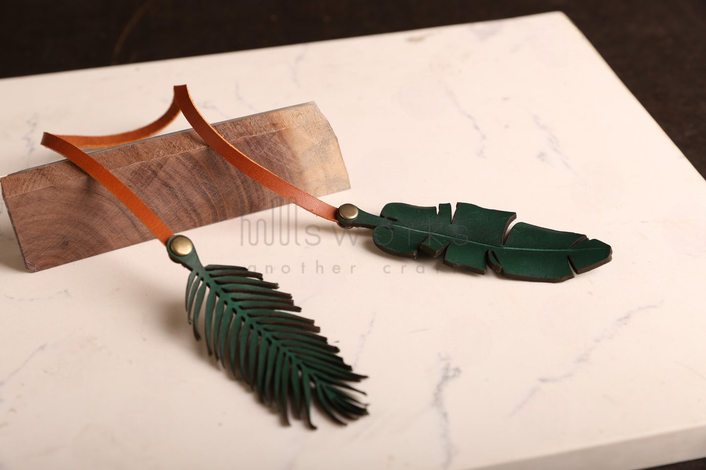 Handcrafted Tropical leaves bag charm/Palm tree leaf/banana leaf (2 leaves)