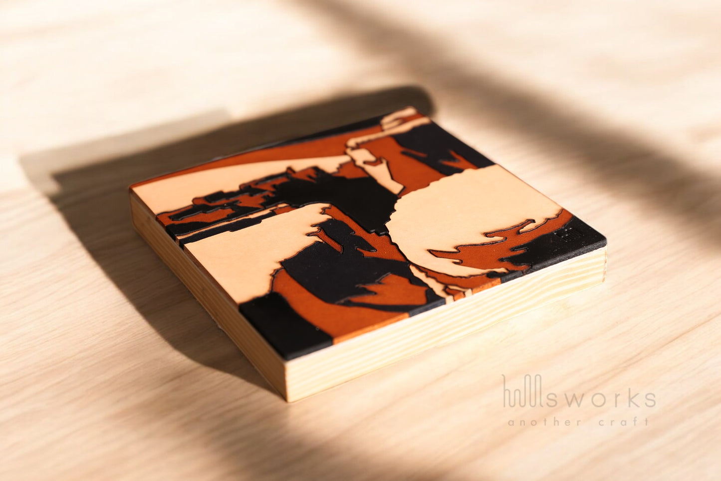 Handcrafted Modern Landscape Leather Wall Art-Canyon Inspired -Leather Shelf Home Decor