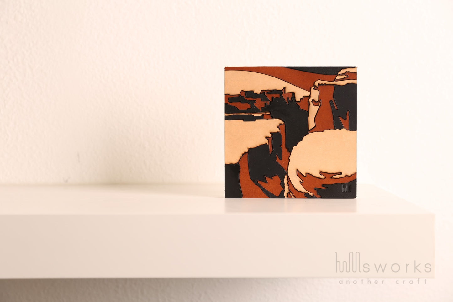 Handcrafted Modern Landscape Leather Wall Art-Canyon Inspired -Leather Shelf Home Decor