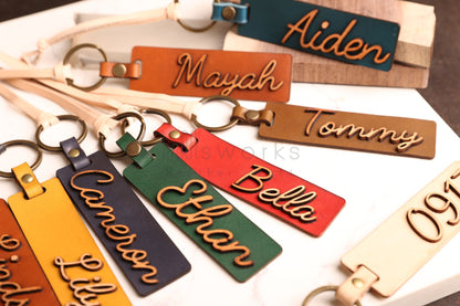 Unique Engraved Leather Keychain Bag Charm, Personalized Accessory for Keys or Bags, Thoughtful Gift for Any Occasion