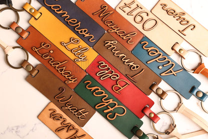 Unique Engraved Leather Keychain Bag Charm, Personalized Accessory for Keys or Bags, Thoughtful Gift for Any Occasion
