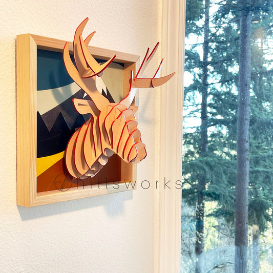 Deer hunting trophy/100% handcrafted leather artwork-Leather hunting trophy-Leather wall art