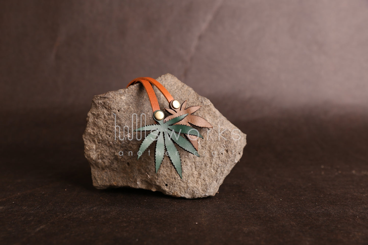 Handcrafted Cannabis Leaf Italian Leather Bag Charm / Marijuana Plant charm