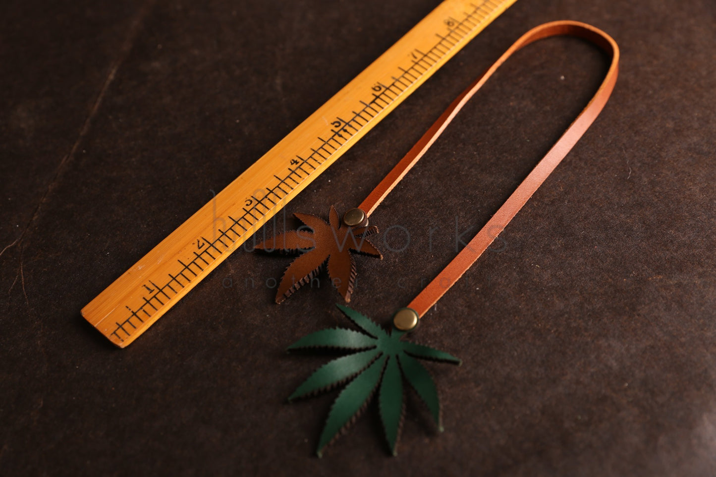 Handcrafted Cannabis Leaf Italian Leather Bag Charm / Marijuana Plant charm