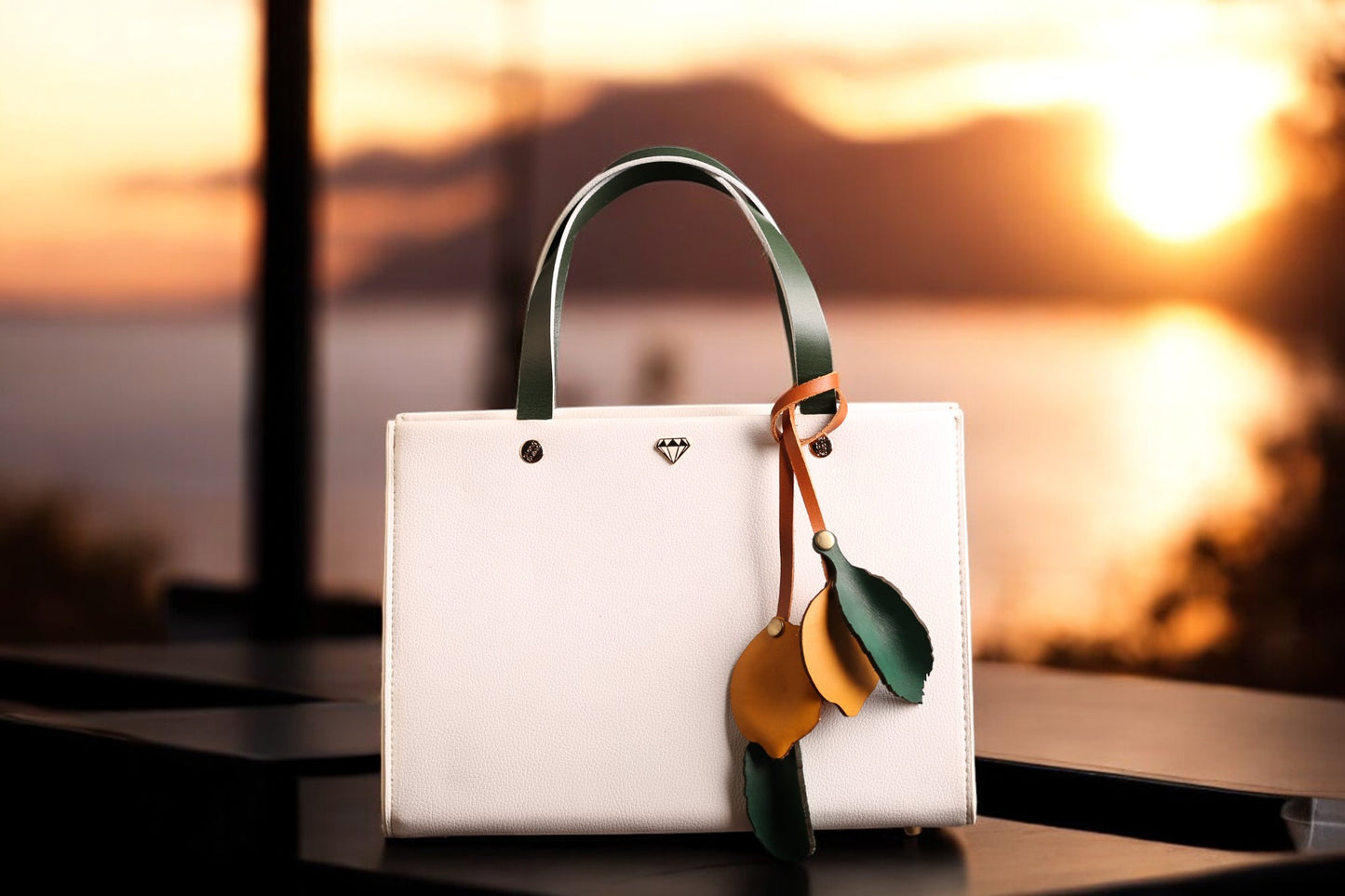 Handcrafted Lemon tree Italian Leather Bag Charm