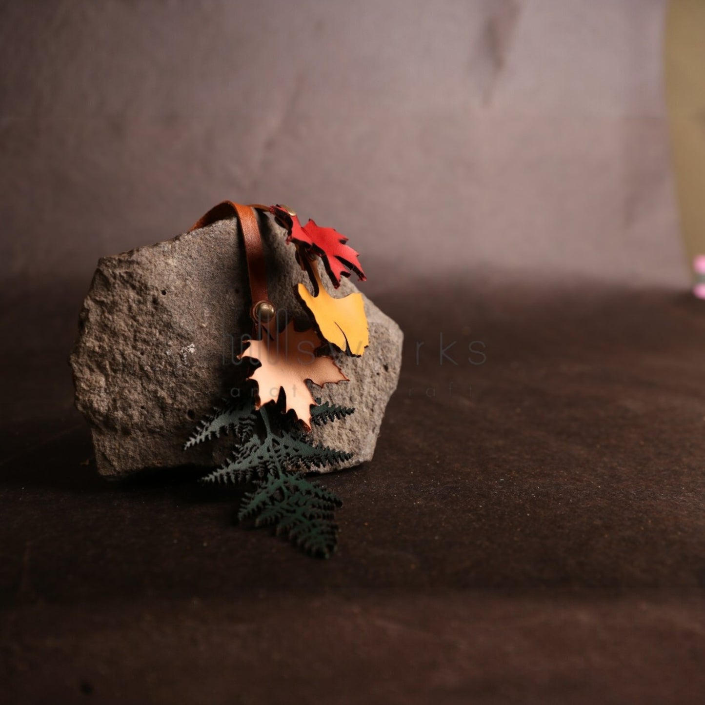 Autumn Leaves Italian Leather Bag Charm /  Portland tree leaves/Ginkgo bag charm/Maple/Pteridium Aquilinum