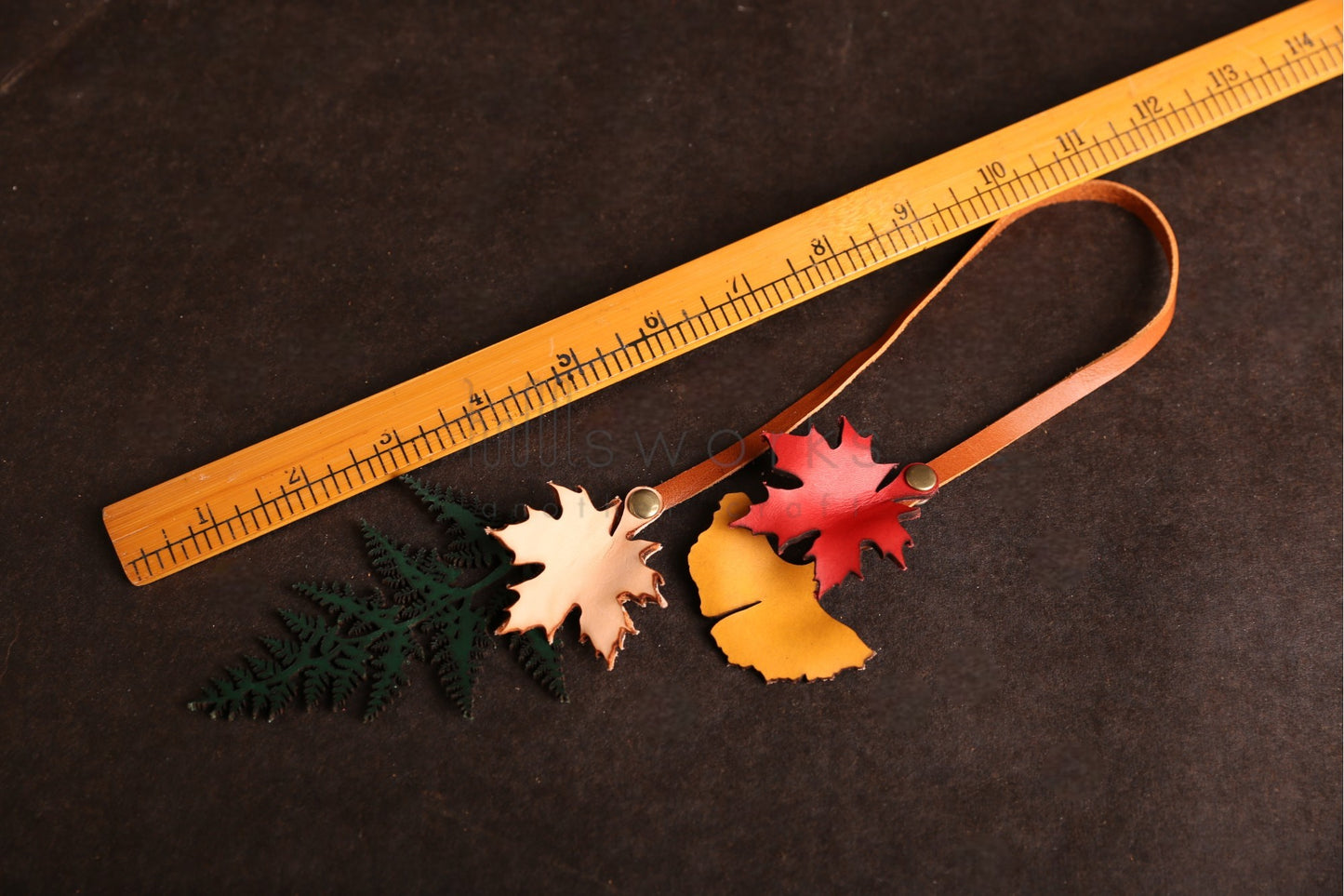Autumn Leaves Italian Leather Bag Charm /  Portland tree leaves/Ginkgo bag charm/Maple/Pteridium Aquilinum