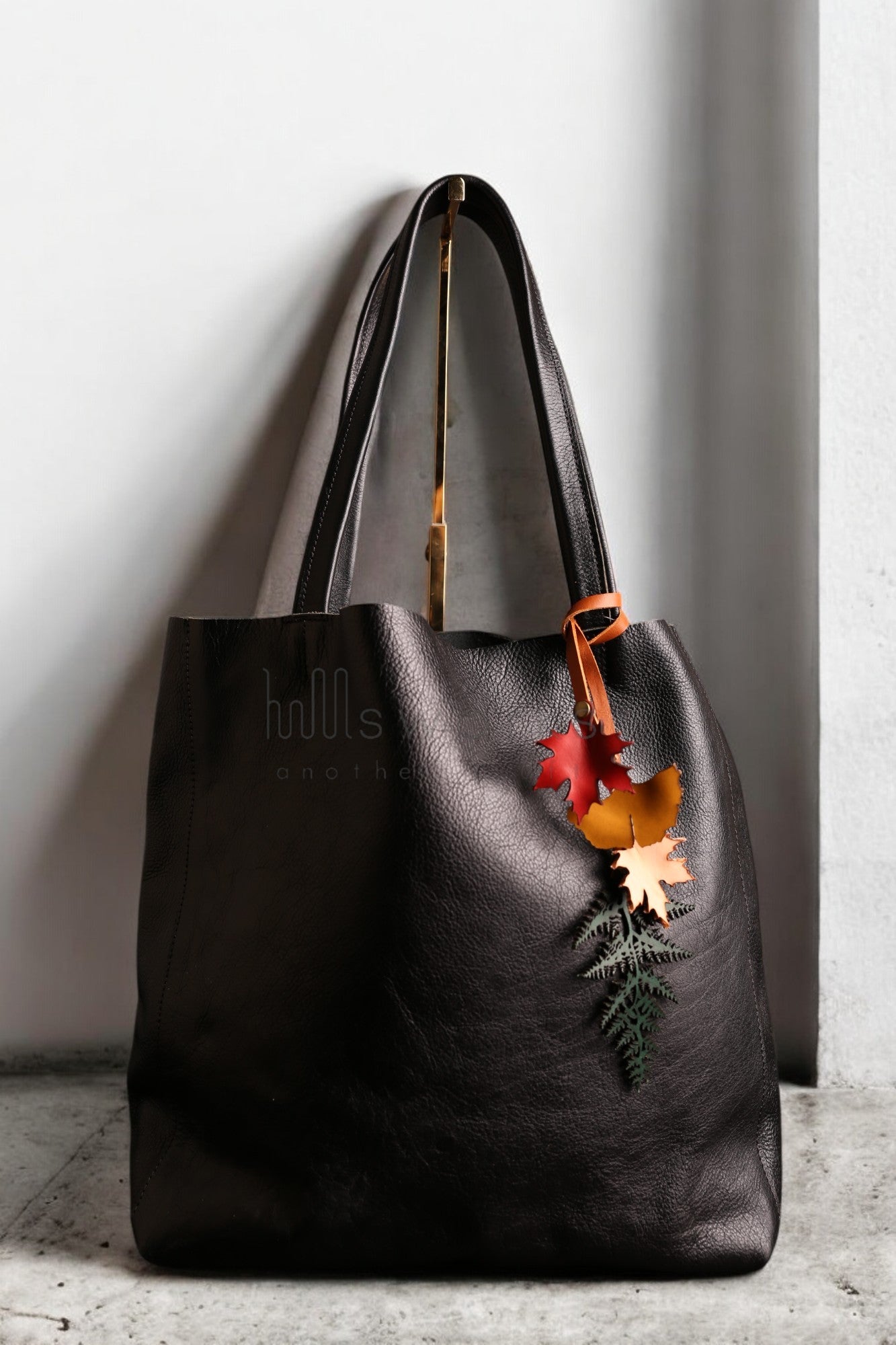 Autumn Leaves Italian Leather Bag Charm /  Portland tree leaves/Ginkgo bag charm/Maple/Pteridium Aquilinum