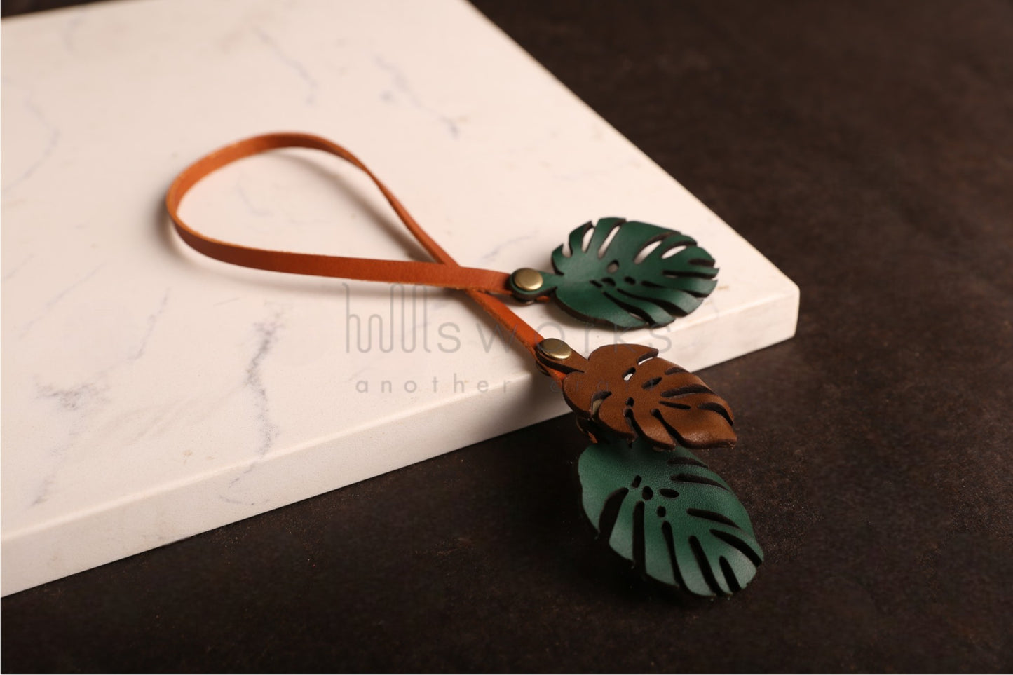 Handcrafted Tropical leaves bag charm/Palm tree leaf/banana leaf