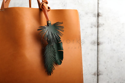 Handcrafted Tropical leaves bag charm/Palm tree leaf/banana leaf