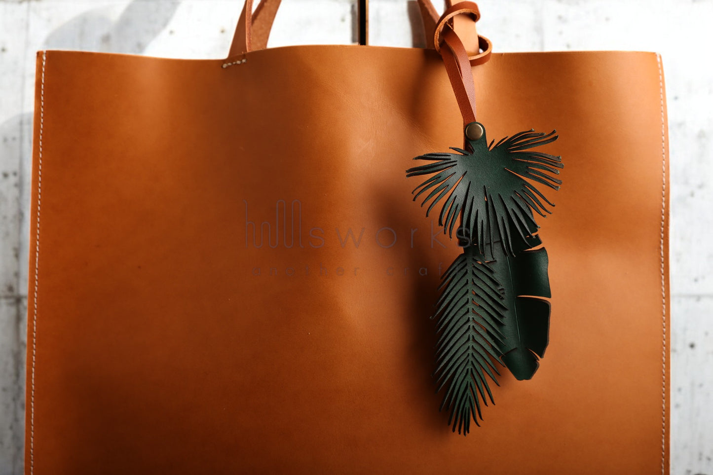 Handcrafted Tropical leaves bag charm/Palm tree leaf/banana leaf