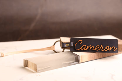 Unique Engraved Leather Keychain Bag Charm, Personalized Accessory for Keys or Bags, Thoughtful Gift for Any Occasion
