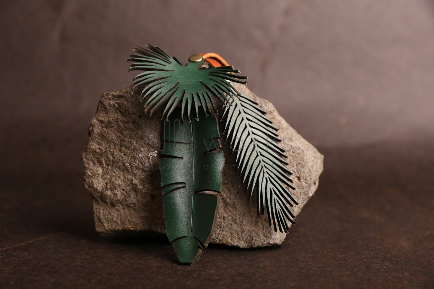 Handcrafted Tropical leaves bag charm/Palm tree leaf/banana leaf