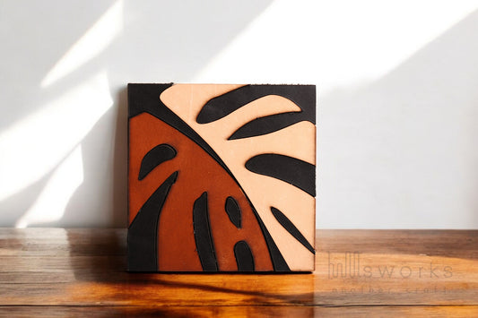 Handcrafted Leather Botanical Wall Art, Artistic Handmade Monstera Decor for house, Ideal Gift for Nature Enthusiasts