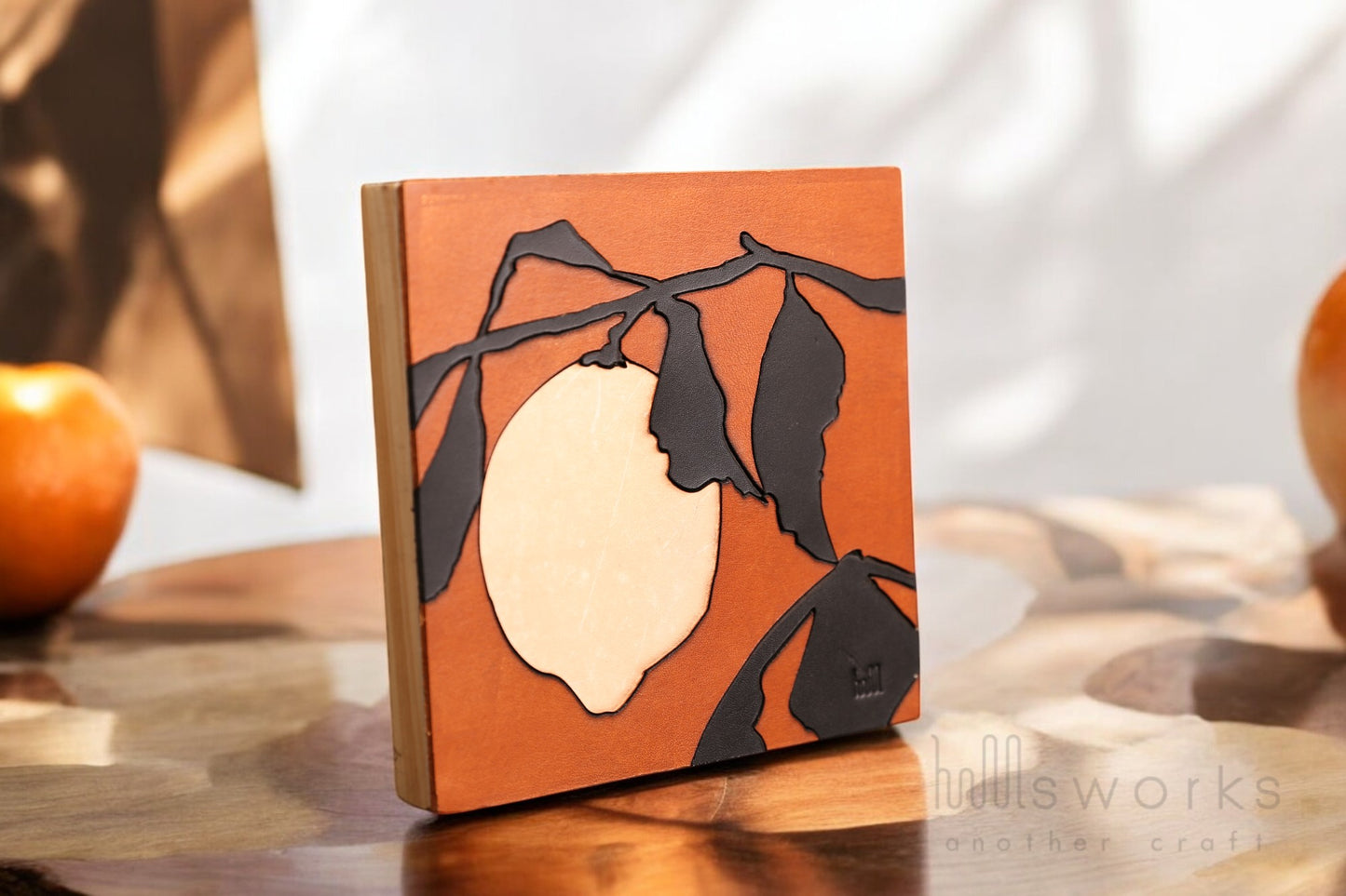 Handcrafted Leather Citrus Wall Art, Artistic Handmade Lemon tree Decor for house, Ideal Gift for Nature Enthusiasts