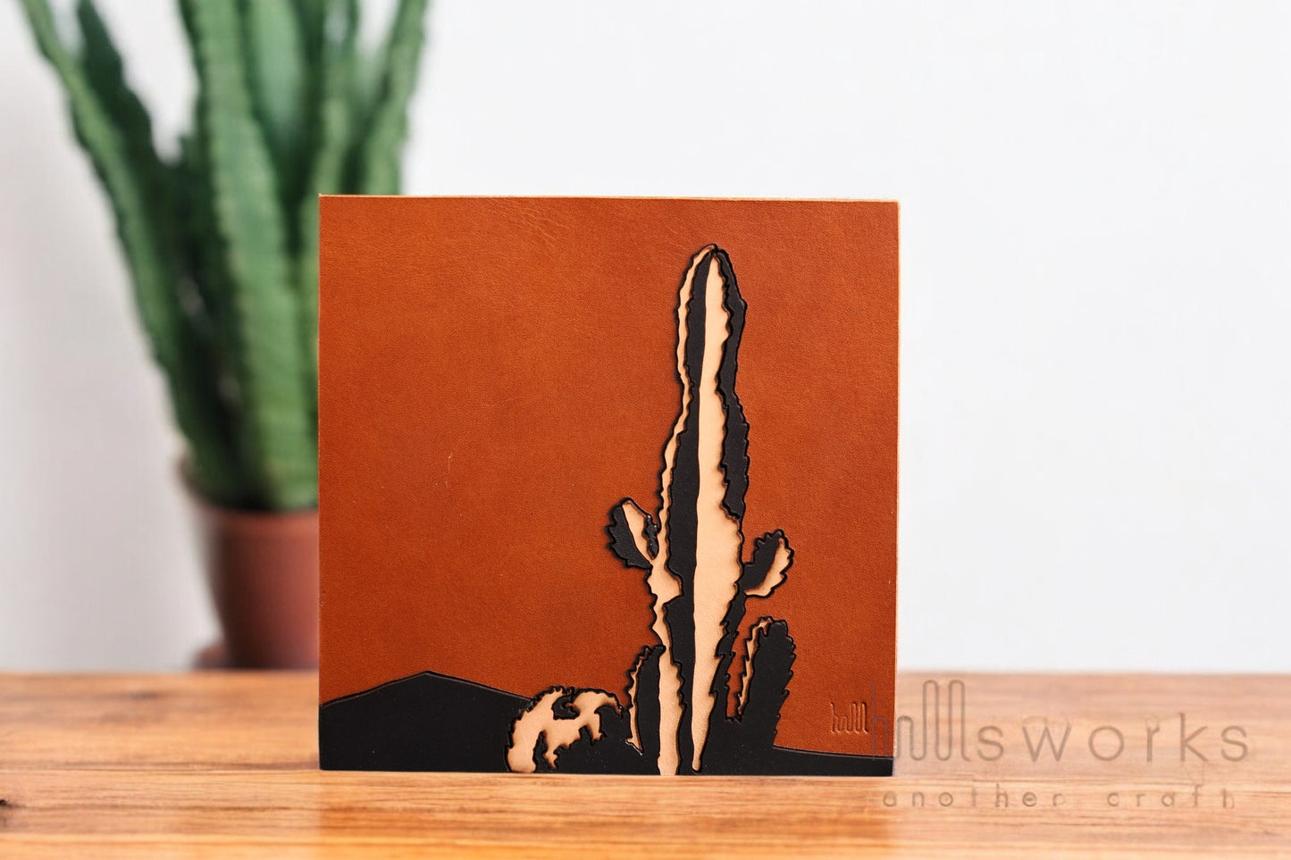 Handcrafted Leather Succulent Wall Art, Artistic Handmade Cactus Decor for Living Room, Ideal Gift for Nature Enthusiasts