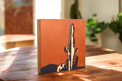 Handcrafted Leather Succulent Wall Art, Artistic Handmade Cactus Decor for Living Room, Ideal Gift for Nature Enthusiasts