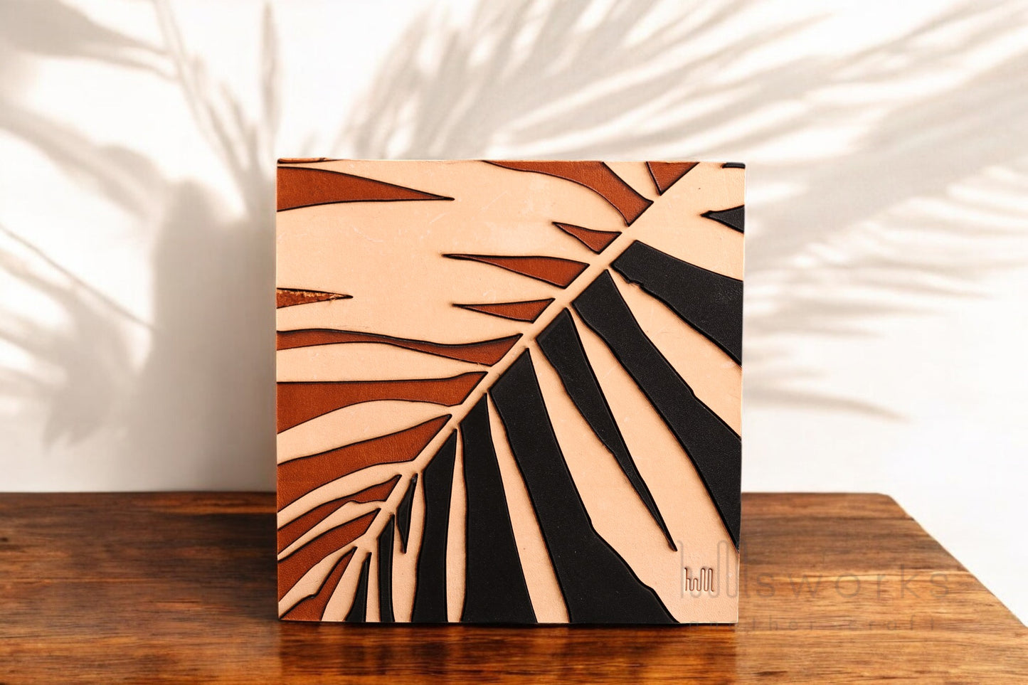 Handcrafted Leather Tropical Wall Art, Artistic Handmade Palm leaves Decor for house, Ideal Gift for Nature Enthusiasts