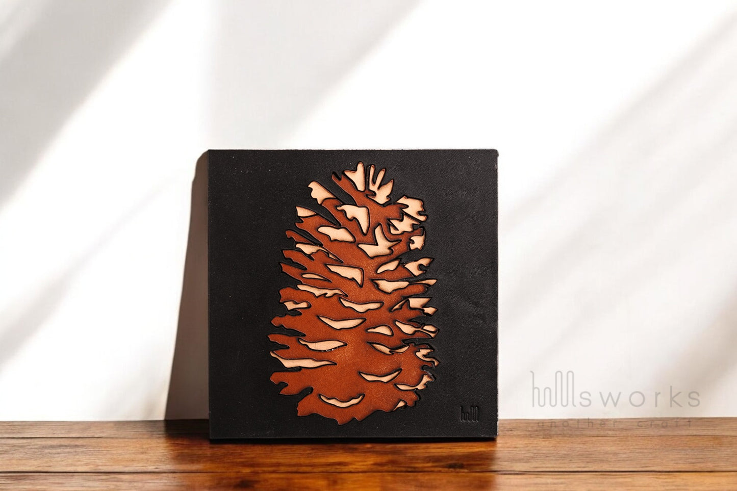 Handcrafted Leather botanical Wall Art, Artistic Handmade Pine cone Decor for house, Ideal Gift for Nature Enthusiasts