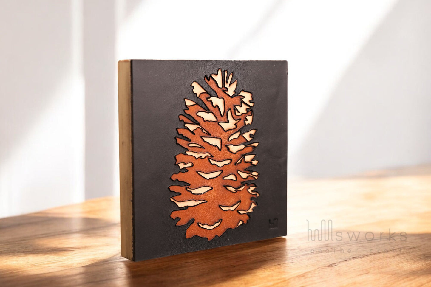 Handcrafted Leather botanical Wall Art, Artistic Handmade Pine cone Decor for house, Ideal Gift for Nature Enthusiasts