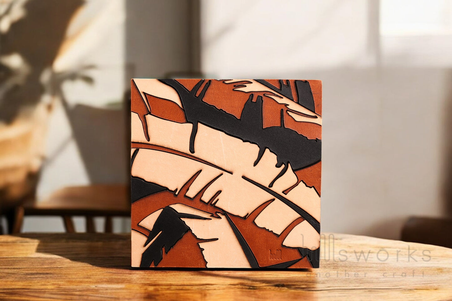 Handcrafted Leather botanical Wall Art, Artistic Handmade banana leaves Decor for house, Ideal Gift for Nature Enthusiasts