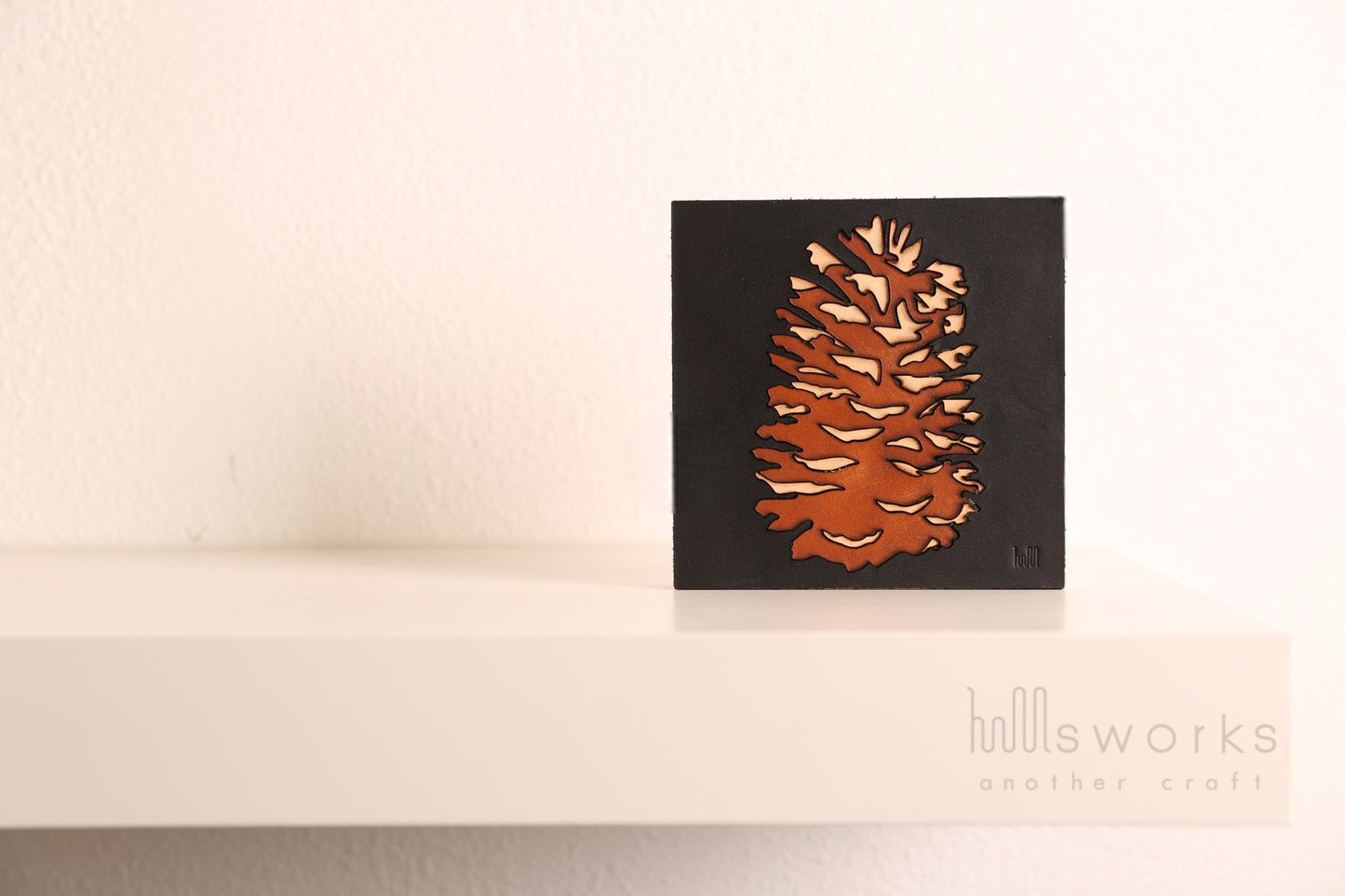 Handcrafted Leather botanical Wall Art, Artistic Handmade Pine cone Decor for house, Ideal Gift for Nature Enthusiasts