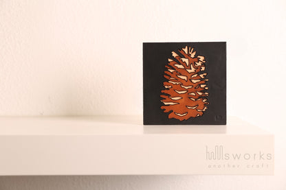 Handcrafted Leather botanical Wall Art, Artistic Handmade Pine cone Decor for house, Ideal Gift for Nature Enthusiasts
