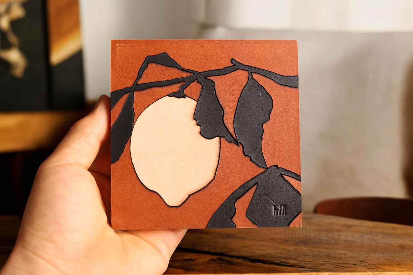 Handcrafted Leather Citrus Wall Art, Artistic Handmade Lemon tree Decor for house, Ideal Gift for Nature Enthusiasts