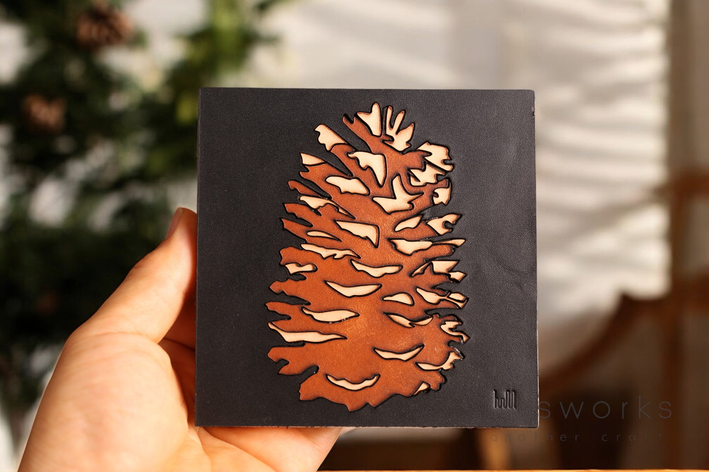Handcrafted Leather botanical Wall Art, Artistic Handmade Pine cone Decor for house, Ideal Gift for Nature Enthusiasts