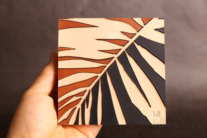 Handcrafted Leather Tropical Wall Art, Artistic Handmade Palm leaves Decor for house, Ideal Gift for Nature Enthusiasts